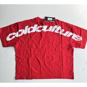 COLD Culture Unisex Oversized Curved Tee Racing Red Medium NWT!